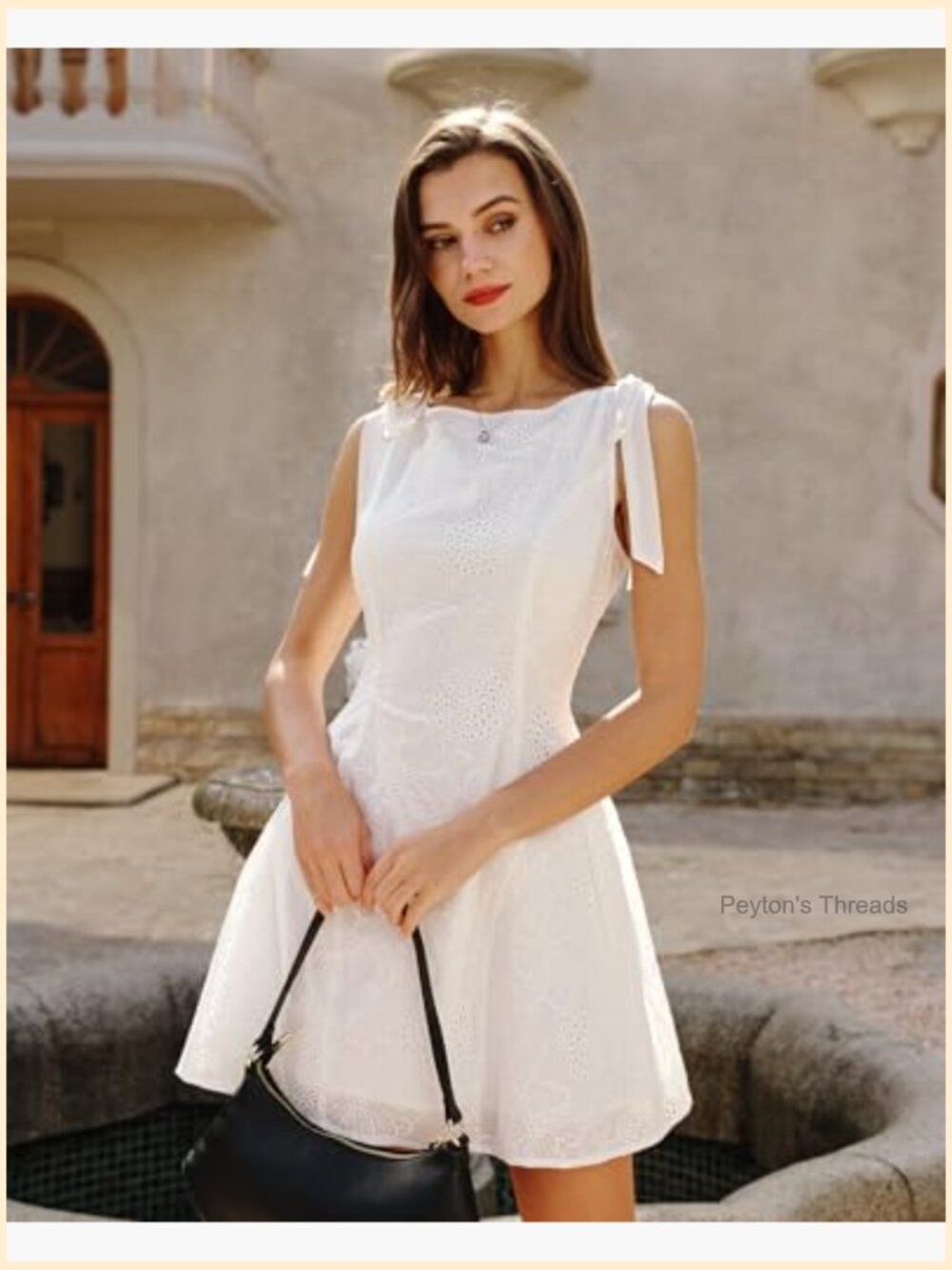 Women's Plaid Gingham Dress Summer Midi A-Line Boat Neck Sleeveless Bow Tie - Picture 2 of 7